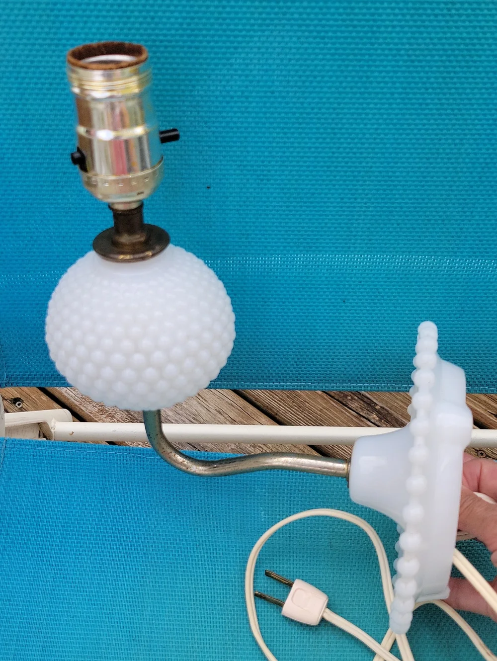 Vintage Milk Glass White Hobnail Wall Sconce Light